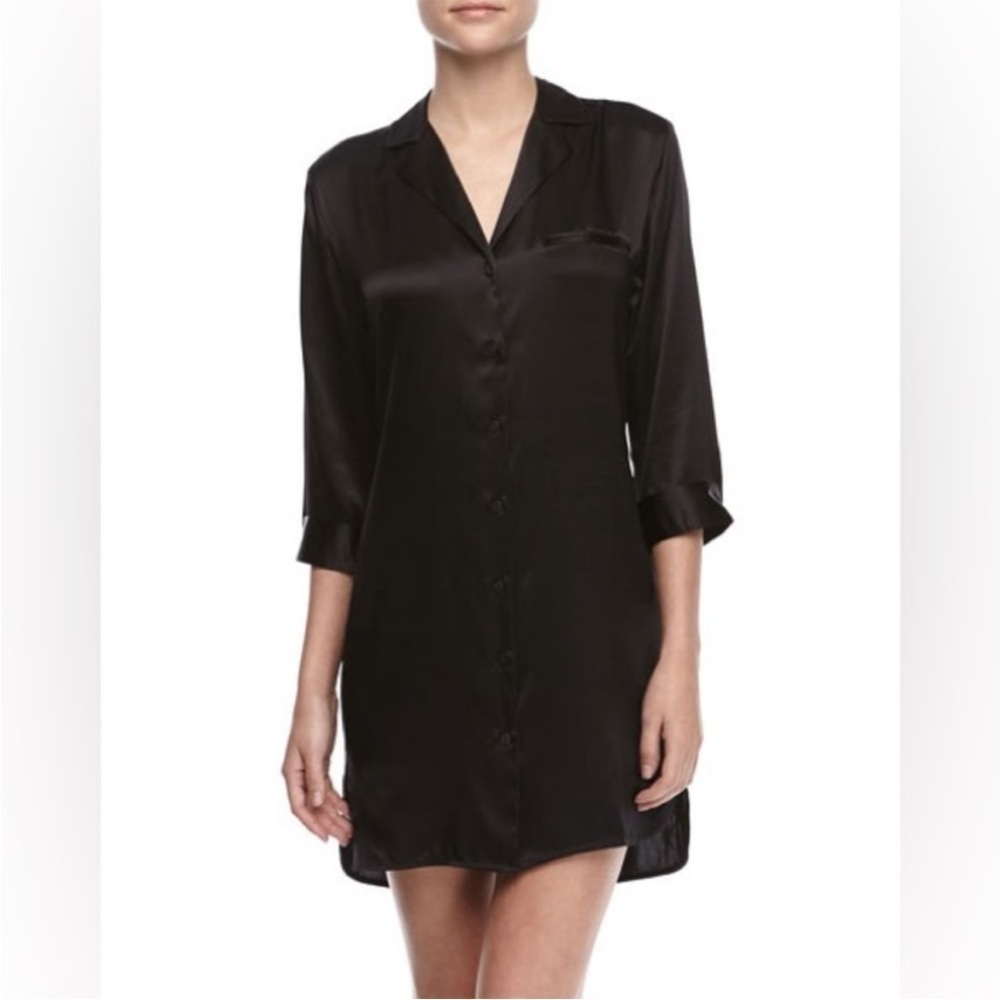 La Perla black silk robe Basic Silk Sleepshirt lingerie luxury Italian made sz M